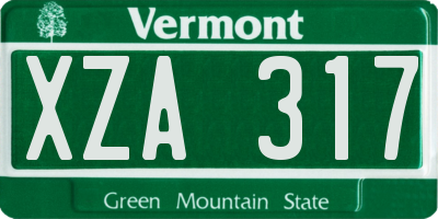 VT license plate XZA317
