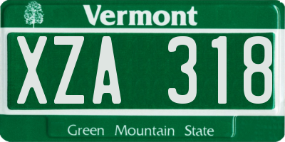 VT license plate XZA318