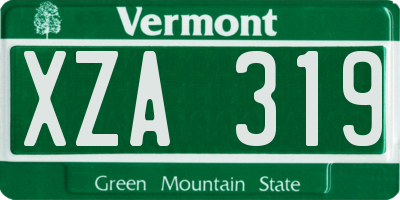 VT license plate XZA319