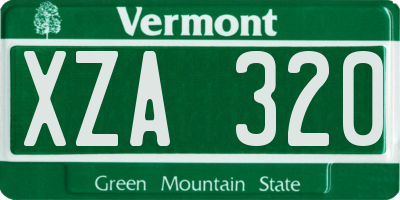 VT license plate XZA320