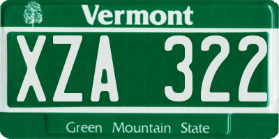 VT license plate XZA322