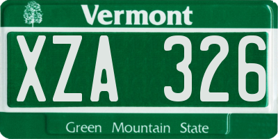 VT license plate XZA326