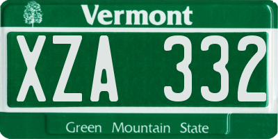 VT license plate XZA332