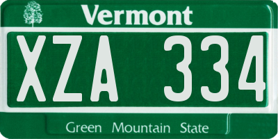 VT license plate XZA334