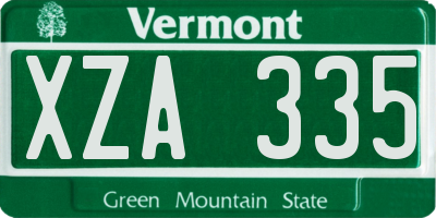 VT license plate XZA335