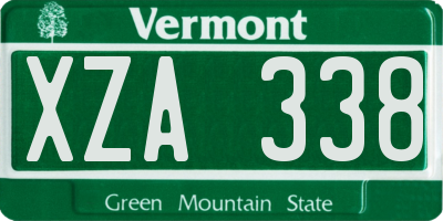 VT license plate XZA338