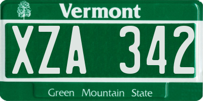 VT license plate XZA342