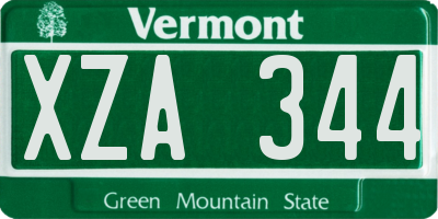VT license plate XZA344