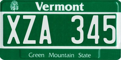 VT license plate XZA345