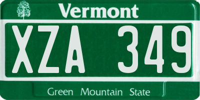 VT license plate XZA349