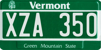 VT license plate XZA350