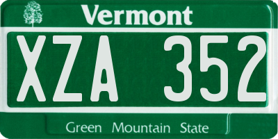 VT license plate XZA352