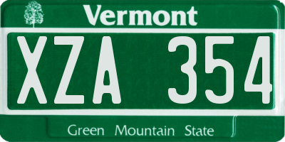 VT license plate XZA354