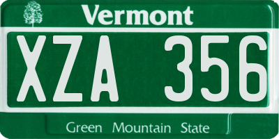 VT license plate XZA356