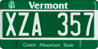 VT license plate XZA357