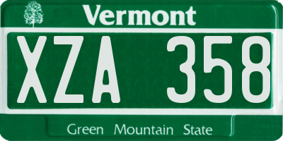 VT license plate XZA358