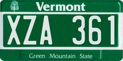 VT license plate XZA361