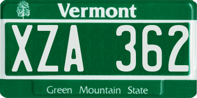 VT license plate XZA362