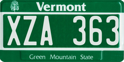 VT license plate XZA363