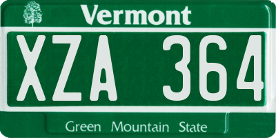 VT license plate XZA364