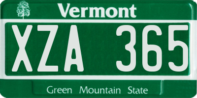 VT license plate XZA365