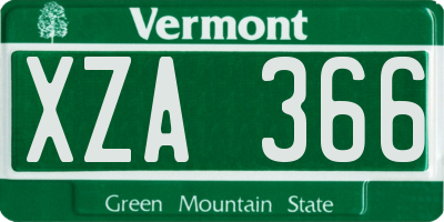 VT license plate XZA366