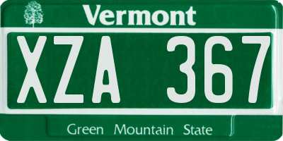 VT license plate XZA367