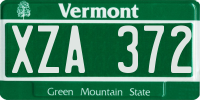 VT license plate XZA372