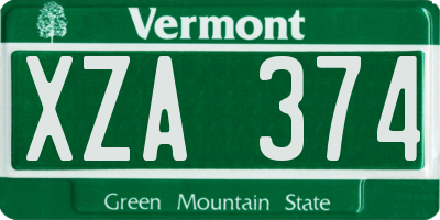 VT license plate XZA374
