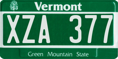 VT license plate XZA377
