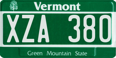 VT license plate XZA380