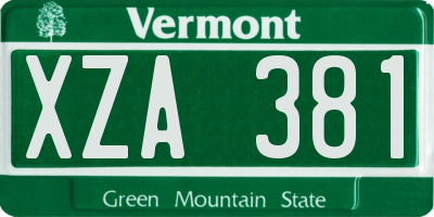 VT license plate XZA381