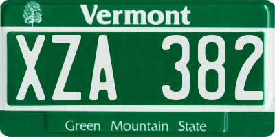 VT license plate XZA382