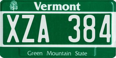 VT license plate XZA384
