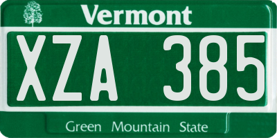 VT license plate XZA385