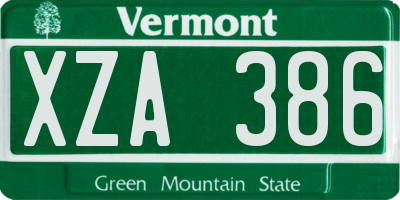 VT license plate XZA386