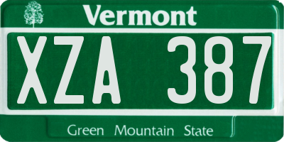 VT license plate XZA387