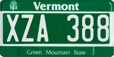 VT license plate XZA388