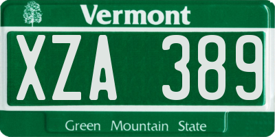 VT license plate XZA389