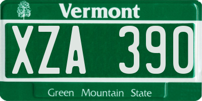 VT license plate XZA390