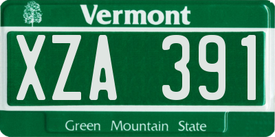 VT license plate XZA391