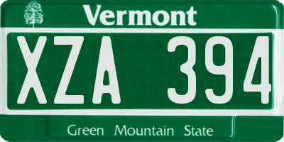 VT license plate XZA394
