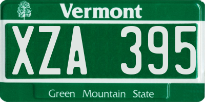 VT license plate XZA395