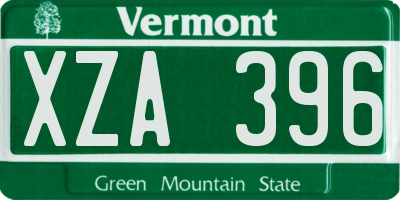 VT license plate XZA396