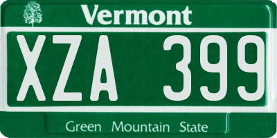 VT license plate XZA399