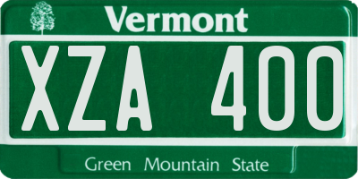VT license plate XZA400