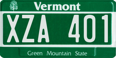 VT license plate XZA401