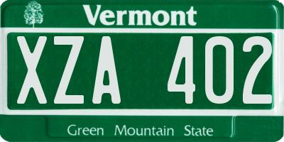 VT license plate XZA402