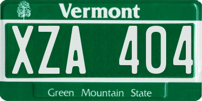 VT license plate XZA404
