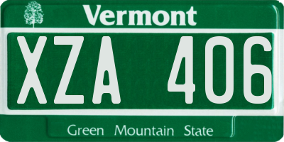 VT license plate XZA406